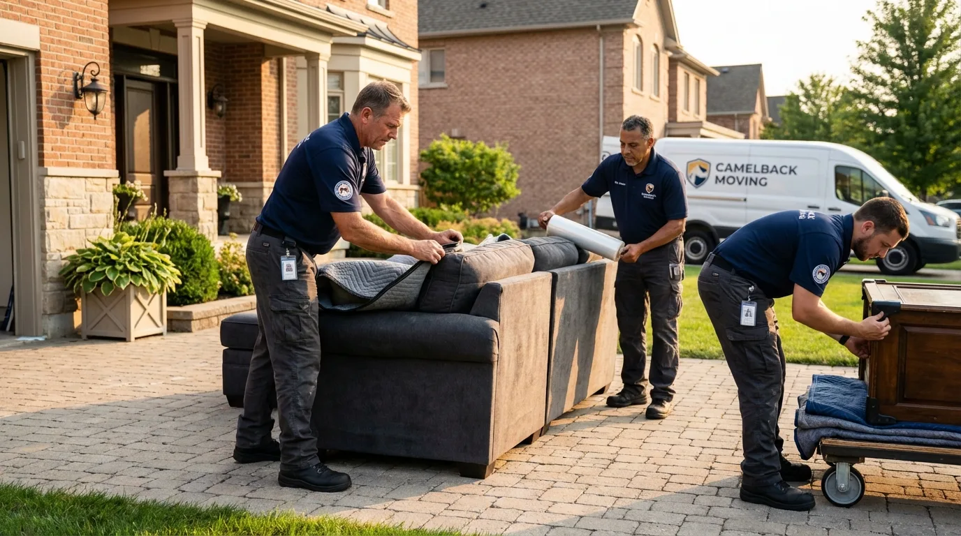 Large estate moving crew wrapping furniture in Kinder, LA